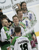 Players of HDD Tilia Olimpija celebrating Slovenia national championships title after ice hockey match of Slovenian league finals 2011-2012 between HK Acroni Jesenice and HDD Tilia Olimpija. Match between HK Acroni Jesenice and HDD Tilia Olimpija was held on Monday, 2nd of April 2012 in Jesenice, Slovenia. 
