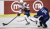 Jan Mursak (39) of Slovenia and Nicolas Besch (74) of France during the match of EICH Ice hockey tournament between Slovenia and France. Match between Slovenia and France  was held in Tivoli Arena in Ljubljana, Slovenia, on Friday, 9th of November 2012. during match of EIHC ice hockey tournament between Slovenia and France. Match between Slovenia and France was played in Tivoli Arena in Ljubljana, Sloveni, on Friday, 9th of November 2012. Match was won by Slovenia, who defeated France with 3-1.
