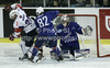 Ales Kranjc  (28) of Slovenia, Valentin Claireaux (82) of France and goalkeeper Christobal Huet of France during the match of EICH Ice hockey tournament between Slovenia and France. Match between Slovenia and France  was held in Tivoli Arena in Ljubljana, Slovenia, on Friday, 9th of November 2012. during match of EIHC ice hockey tournament between Slovenia and France. Match between Slovenia and France was played in Tivoli Arena in Ljubljana, Sloveni, on Friday, 9th of November 2012. Match was won by Slovenia, who defeated France with 3-1.
