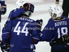 French players celebrating their goal during the match of EICH Ice hockey tournament between Slovenia and France. Match between Slovenia and France  was held in Tivoli Arena in Ljubljana, Slovenia, on Friday, 9th of November 2012. during match of EIHC ice hockey tournament between Slovenia and France. Match between Slovenia and France was played in Tivoli Arena in Ljubljana, Sloveni, on Friday, 9th of November 2012. Match was won by Slovenia, who defeated France with 3-1.

