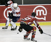 Anze Kopitar (no.11) of Slovenia and Mario Altmann (no.41) of Austria during match of EIHC Ice hockey tournament between Slovenia and Austria. Match between Slovenia and Austria was held in Ljubljana Hala Tivoli arena, Slovenia, on Saturday, 10th of November 2012.
