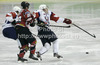 Anze Kopitar (no.11) of Slovenia, Manuel Geier (no.88) of Austria and Jan Mursak (no.39) of Slovenia during match of EIHC Ice hockey tournament between Slovenia and Austria. Match between Slovenia and Austria was held in Ljubljana Hala Tivoli arena, Slovenia, on Saturday, 10th of November 2012.
