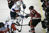 Klemen Pretnar (no.7) of Slovenia and Rafael Rotter (no.6) of Austria during match of EIHC Ice hockey tournament between Slovenia and Austria. Match between Slovenia and Austria was held in Ljubljana Hala Tivoli arena, Slovenia, on Saturday, 10th of November 2012.

