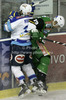 Marco Pewal (36) of EC VSV and Ziga Pance (19) of HDD Telemach Olimpija during match of EBEL league Ice hockey tournament between HDD Telemach Olimpija and EC VSV, Villach. Match between HDD Telemach Olimpija and EC VSV, Villach was held in Ljubljana Hala Tivoli arena, Slovenia, on Friday, 16th of November 2012.
