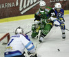 Jean-Philippe Lamoureux (1) of EC VSV, Anze Ropret (29) HDD Telemach Olimpija, Derek Ryan (11) of EC VSV during match of EBEL league Ice hockey tournament between HDD Telemach Olimpija and EC VSV, Villach. Match between HDD Telemach Olimpija and EC VSV, Villach was held in Ljubljana Hala Tivoli arena, Slovenia, on Friday, 16th of November 2012.
