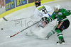 Andreas Hanschitz (no.27) of HC TWK Innsbruck (L) and Kevin Mitchell (no.2) of ZM Olimpija (R) during match of 46th round of EBEL League between ZM Olimpija, Ljubljana, Slovenia and HC TWK Innsbruck, Austria. Match was won by ZM Olimpija who defeated HC TWK Innsbruck with 5:2. Match was played in Tivoli Arena in Ljubljana, Slovenia on 3rd of February 2008.
