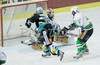 Rob Shearer (no.19) of EHC Black Wings Linz (L) scoring during second half finals match of EBEL League between ZM Olimpija, Ljubljana, Slovenia and EHC Black Wings Linz, Austria. Match was won by ZM Olimpija who defeated EHC Black Wings Linz with 3:2. Match was played in Tivoli Arena in Ljubljana, Slovenia on 28th of February 2008.
