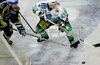 Pasi Petrilainen (no.38) of ZM Olimpija (R) and Cameron Severson (no.44) of EHC Black Wings Linz (L) during second half finals match of EBEL League between ZM Olimpija, Ljubljana, Slovenia and EHC Black Wings Linz, Austria. Match was won by ZM Olimpija who defeated EHC Black Wings Linz with 3:2. Match was played in Tivoli Arena in Ljubljana, Slovenia on 28th of February 2008.
