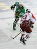 Pasi Petrilainen (no.38) of ZM Olimpija (L) and Craig Johnson (no.23) of Red Bull Salzburg (R) during second match of finals of EBEL League between ZM Olimpija, Ljubljana, Slovenia and Red Bull Salzburg, Austria. Match was won by Red Bull Salzburg who defeated ZM Olimpija with 1:3. Match was played in Tivoli Arena in Ljubljana, Slovenia on 16th of March 2008.
