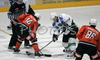 Boris Pretnar (no.14) of HK Acroni Jesenice (L) and Tomaz Vnuk (no.24) of HDD Tilia Olimpija (R) in bully during match of Erste Bank Eishockey Liga 2008-09 between HK Acroni Jesenice, Jesenice, Slovenia and HDD Tilia Olimpija, Ljubjana, Slovenia. HK Acroni Jesenice won match and defeated HDD Tilia Olimpija 8:2. Match of EBEL League was played in Podmezaklja arena in Jesenice, Slovenia on 12th of October 2008.
