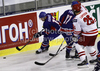 Russell Cowley (no.17) of Great Britain (L), Matt Towe (no.11) of Great Britain (M) and Mikolaj Lopuski (no.25) of Poland (R) during ice hockey match of IIHF Ice hockey World championships Division I, group B between Great Britain and Poland. Match between Great Britain and Poland of IIHF Ice hockey World championships Division I, group B was held on Friday, 23rd of April 2010 in Ljubljana, Slovenia.
