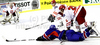 Robert Dowd (no.12) of Great Britain is tackled by Marcin Kolusz (no.26) of Poland (R) during ice hockey match of IIHF Ice hockey World championships Division I, group B between Great Britain and Poland. Match between Great Britain and Poland of IIHF Ice hockey World championships Division I, group B was held on Friday, 23rd of April 2010 in Ljubljana, Slovenia.

