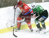 Sabolic Robert (no.55) of HK Jesenice (L) and Igor Cvetek (no.4) of HDD Olimpija (R) during ice hockey match Summer League Rudi Hiti (Poletna liga Rudi Hiti) 2010 between HDD Tilia Olimpija and HK Acroni Jesenice. Match between HDD Tilia Olimpija and HK Acroni Jesenice was held on Friday, 20th of August 2010 in Ljubljana, Slovenia.
