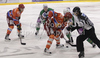 Players during match of EBEL Ice hockey league between HK Acroni Jesenice, Slovenia, and HDD Tilia Olimpija, Ljubljana, Slovenia. Match between HK Acroni Jesenice and Tilia Olimpija was played in Podmezakla hall in Jesenice, Slovenia, on Saturday, 1st of January 2011.
