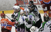 Players during match of EBEL Ice hockey league between HK Acroni Jesenice, Slovenia, and HDD Tilia Olimpija, Ljubljana, Slovenia. Match between HK Acroni Jesenice and Tilia Olimpija was played in Podmezakla hall in Jesenice, Slovenia, on Saturday, 1st of January 2011.
