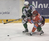 Players during match of EBEL Ice hockey league between HK Acroni Jesenice, Slovenia, and HDD Tilia Olimpija, Ljubljana, Slovenia. Match between HK Acroni Jesenice and Tilia Olimpija was played in Podmezakla hall in Jesenice, Slovenia, on Saturday, 1st of January 2011.
