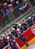Players of Slovenia celebrate their goal during match of IIHF Ice hockey World championship Division 1 Group A between Slovenia and Great Britain. Match between Slovenia and Great Britain of IIHF Ice hockey World championship Division 1 Group A was held in Stozice Arena in Ljubljana, Slovenia, on Sunday, 15th of April 2012.
