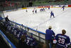 Bench of Great Britain observing play during match of IIHF Ice hockey World championship Division 1 Group A between Austria and Great Britain. Match between Austria and Great Britain of IIHF Ice hockey World championship Division 1 Group A was held in Stozice Arena in Ljubljana, Slovenia, on Monday, 16th of April 2012.
