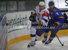 Andrej Hebar (no.21) of Slovenia (L) and Shamil Ramazanov (no.18) of Ukraine  (R) during match of IIHF Ice hockey World championship Division 1 Group A between Slovenia and Ukrain. Match between Slovenia and Ukrain of IIHF Ice hockey World championship Division 1 Group A was held in Stozice Arena in Ljubljana, Slovenia, on Thursday, 19th of April 2012.
