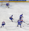 Players of Slovenia and Ukrain during match of IIHF Ice hockey World championship Division 1 Group A between Slovenia and Ukrain. Match between Slovenia and Ukrain of IIHF Ice hockey World championship Division 1 Group A was held in Stozice Arena in Ljubljana, Slovenia, on Thursday, 19th of April 2012.
