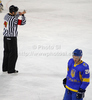 Referee Aleksi Rantala of Finland during match of IIHF Ice hockey World championship Division 1 Group A between Slovenia and Ukrain. Match between Slovenia and Ukrain of IIHF Ice hockey World championship Division 1 Group A was held in Stozice Arena in Ljubljana, Slovenia, on Thursday, 19th of April 2012.
