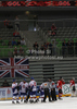 Players of Great Britain celebrating their goal during match of IIHF Ice hockey World championship Division 1 Group A between Great Britain and Hungary. Match between Great Britain and Hungary of IIHF Ice hockey World championship Division 1 Group A was held in Stozice Arena in Ljubljana, Slovenia, on Saturday, 21st of April 2012.
