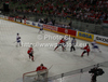 Goalie Krisztian Budai (no.1) of Hungary in action during match of IIHF Ice hockey World championship Division 1 Group A between Great Britain and Hungary. Match between Great Britain and Hungary of IIHF Ice hockey World championship Division 1 Group A was held in Stozice Arena in Ljubljana, Slovenia, on Saturday, 21st of April 2012.
