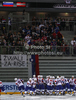 Players of Slovenia gathered around their goalie Robert Kristan before start of the match of IIHF Ice hockey World championship Division 1 Group A between Slovenia and Austria. Match between Slovenia and Austria of IIHF Ice hockey World championship Division 1 Group A was held in Stozice Arena in Ljubljana, Slovenia, on Saturday, 21st of April 2012.
