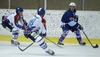Nikolaus Hartl of VSV Villach (R) searching of teammate to pass puck during match of Rudi Hiti Ice hockey Summer league 2012 between VSV Villach and KHL Medvescak Zagreb. Match between VSV Villach and KHL Medvescak Zagreb was held in Bled Ice Arena in Bled, Slovenia, on Saturday, 18th of August 2012.

