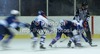 Players in bully trying to win puck during match of Rudi Hiti Ice hockey Summer league 2012 between VSV Villach and KHL Medvescak Zagreb. Match between VSV Villach and KHL Medvescak Zagreb was held in Bled Ice Arena in Bled, Slovenia, on Saturday, 18th of August 2012.
