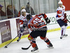 Marcel Rodman (no.22) of Slovenia (L) and David Schuler (no.45) of Austria (R) during match of EIHC Ice hockey tournament between Slovenia and Austria. Match between Slovenia and Austria was held in Ljubljana Hala Tivoli arena, Slovenia, on Saturday, 10th of November 2012.
