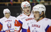 Anze Kopitar (no.11) of Slovenia between his teammates during match of EIHC Ice hockey tournament between Slovenia and Austria. Match between Slovenia and Austria was held in Ljubljana Hala Tivoli arena, Slovenia, on Saturday, 10th of November 2012.
