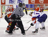 Anze Kopitar (no.11) of Slovenia in bully fighting for puck during match of EIHC Ice hockey tournament between Slovenia and Austria. Match between Slovenia and Austria was held in Ljubljana Hala Tivoli arena, Slovenia, on Saturday, 10th of November 2012.
