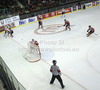 Players of Austria and Slovenia during match of EIHC Ice hockey tournament between Slovenia and Austria. Match between Slovenia and Austria was held in Ljubljana Hala Tivoli arena, Slovenia, on Saturday, 10th of November 2012.
