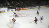 Players in front of Austrian goalie, Bernhard Starkbaum (no.29) during match of EIHC Ice hockey tournament between Slovenia and Austria. Match between Slovenia and Austria was held in Ljubljana Hala Tivoli arena, Slovenia, on Saturday, 10th of November 2012.
