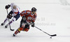 Manuel Latusa (no.15) of Austria (R) and Ziga Pance (no.19) of Slovenia (L) during match of EIHC Ice hockey tournament between Slovenia and Austria. Match between Slovenia and Austria was held in Ljubljana Hala Tivoli arena, Slovenia, on Saturday, 10th of November 2012.
