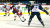 Petteri Wirtanen (no.26) of Jokerit Helsinki (L) trying to get by Shaone Morrisonn (no.82) of KHL Medvescak Zagreb (R) during match of Ice hockey KHL, Kontinental Hockey League, between KHL Medvescak Zagreb and Jokerit Helsinki. KHL ice hokey match between KHL Medvescak Zagreb, Croatia, and Jokerit Helsinki, Finland, was played in Dom Sportova Arena in Zagreb, Croatia, on Saturday, 22nd of November 2014.
