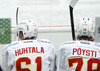 Tommi Huhtala (no.61) of Jokerit Helsinki and Eetu Poysti (no.79) of Jokerit Helsinki during match of Ice hockey KHL, Kontinental Hockey League, between KHL Medvescak Zagreb and Jokerit Helsinki. KHL ice hokey match between KHL Medvescak Zagreb, Croatia, and Jokerit Helsinki, Finland, was played in Dom Sportova Arena in Zagreb, Croatia, on Saturday, 22nd of November 2014.
