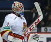 Goalie Henrik Karlsson (no.1) of Jokerit Helsinki during match of Ice hockey KHL, Kontinental Hockey League, between KHL Medvescak Zagreb and Jokerit Helsinki. KHL ice hokey match between KHL Medvescak Zagreb, Croatia, and Jokerit Helsinki, Finland, was played in Dom Sportova Arena in Zagreb, Croatia, on Saturday, 22nd of November 2014.
