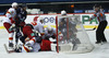 Semir Ben-Amor (no.18) of Jokerit Helsinki, Steve Moses (no.12) of Jokerit Helsinki, Goalie Henrik Karlsson (no.1) of Jokerit Helsinki during match of Ice hockey KHL, Kontinental Hockey League, between KHL Medvescak Zagreb and Jokerit Helsinki. KHL ice hokey match between KHL Medvescak Zagreb, Croatia, and Jokerit Helsinki, Finland, was played in Dom Sportova Arena in Zagreb, Croatia, on Saturday, 22nd of November 2014.
