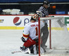 Goalie Henrik Karlsson (no.1) of Jokerit Helsinki during match of Ice hockey KHL, Kontinental Hockey League, between KHL Medvescak Zagreb and Jokerit Helsinki. KHL ice hokey match between KHL Medvescak Zagreb, Croatia, and Jokerit Helsinki, Finland, was played in Dom Sportova Arena in Zagreb, Croatia, on Saturday, 22nd of November 2014.
