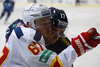 Linus Omark (no.67) of Jokerit Helsinki (L) and Andrew Murray (no.17) of KHL Medvescak (R) during match of fore last round of Ice hockey KHL, Kontinental Hockey League, between KHL Medvescak Zagreb and Jokerit Helsinki. KHL ice hokey match between KHL Medvescak Zagreb, Croatia, and Jokerit Helsinki, Finland, was played in Dom Sportova Arena in Zagreb, Croatia, on Sunday, 22nd of February 2015.
