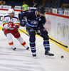 Linus Omark (no.67) of Jokerit Helsinki (L) and Geoff Kinrade (no.4) of KHL Medvescak (R) during match of fore last round of Ice hockey KHL, Kontinental Hockey League, between KHL Medvescak Zagreb and Jokerit Helsinki. KHL ice hokey match between KHL Medvescak Zagreb, Croatia, and Jokerit Helsinki, Finland, was played in Dom Sportova Arena in Zagreb, Croatia, on Sunday, 22nd of February 2015.
