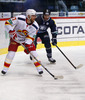 Linus Omark (no.67) of Jokerit Helsinki (L) and Dario Kostovic (no.8) of KHL Medvescak (R) during match of fore last round of Ice hockey KHL, Kontinental Hockey League, between KHL Medvescak Zagreb and Jokerit Helsinki. KHL ice hokey match between KHL Medvescak Zagreb, Croatia, and Jokerit Helsinki, Finland, was played in Dom Sportova Arena in Zagreb, Croatia, on Sunday, 22nd of February 2015.
