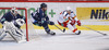 Linus Omark (no.67) of Jokerit Helsinki (R) and Andrew Hutchinson (no.24) of KHL Medvescak (M) and goalie Cal Heeter (no.34) of KHL Medvescak (L) during match of fore last round of Ice hockey KHL, Kontinental Hockey League, between KHL Medvescak Zagreb and Jokerit Helsinki. KHL ice hokey match between KHL Medvescak Zagreb, Croatia, and Jokerit Helsinki, Finland, was played in Dom Sportova Arena in Zagreb, Croatia, on Sunday, 22nd of February 2015.
