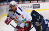 Topi Jaakola (no.6) of Jokerit Helsinki (L) and Andrew Murray (no.17) of KHL Medvescak (R) during match of fore last round of Ice hockey KHL, Kontinental Hockey League, between KHL Medvescak Zagreb and Jokerit Helsinki. KHL ice hokey match between KHL Medvescak Zagreb, Croatia, and Jokerit Helsinki, Finland, was played in Dom Sportova Arena in Zagreb, Croatia, on Sunday, 22nd of February 2015.
