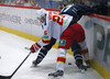 Petteri Wirtanen (no.26) of Jokerit Helsinki (L) and Andrew Murray (no.17) of KHL Medvescak (R) during match of fore last round of Ice hockey KHL, Kontinental Hockey League, between KHL Medvescak Zagreb and Jokerit Helsinki. KHL ice hokey match between KHL Medvescak Zagreb, Croatia, and Jokerit Helsinki, Finland, was played in Dom Sportova Arena in Zagreb, Croatia, on Sunday, 22nd of February 2015.
