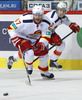 Linus Omark (no.67) of Jokerit Helsinki and Steve Moses (no.12) of Jokerit Helsinki during match of fore last round of regular season Ice hockey KHL, Kontinental Hockey League, between KHL Medvescak Zagreb and Jokerit Helsinki. KHL ice hokey match between KHL Medvescak Zagreb, Croatia, and Jokerit Helsinki, Finland, was played in Dom Sportova Arena in Zagreb, Croatia, on Sunday, 22nd of February 2015.
