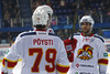 Eetu Poysti (no.79) of Jokerit Helsinki, Ryan Gunderson (no.13) of Jokerit Helsinki during match of fore last round of regular season Ice hockey KHL, Kontinental Hockey League, between KHL Medvescak Zagreb and Jokerit Helsinki. KHL ice hokey match between KHL Medvescak Zagreb, Croatia, and Jokerit Helsinki, Finland, was played in Dom Sportova Arena in Zagreb, Croatia, on Sunday, 22nd of February 2015.
