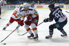 Daine Todd (no.3) of Jokerit Helsinki, Shaone Morrisonn (no.82) of KHL Medvescak during match of fore last round of regular season Ice hockey KHL, Kontinental Hockey League, between KHL Medvescak Zagreb and Jokerit Helsinki. KHL ice hokey match between KHL Medvescak Zagreb, Croatia, and Jokerit Helsinki, Finland, was played in Dom Sportova Arena in Zagreb, Croatia, on Sunday, 22nd of February 2015.
